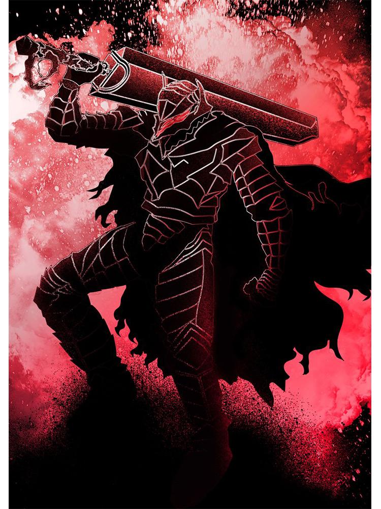 Классический японский аниме постер Берсерк, винтажный холст, картина, фехтовальщик, кишки, манга, настенное искусство, украшение для гостиной, дома, фотографии
