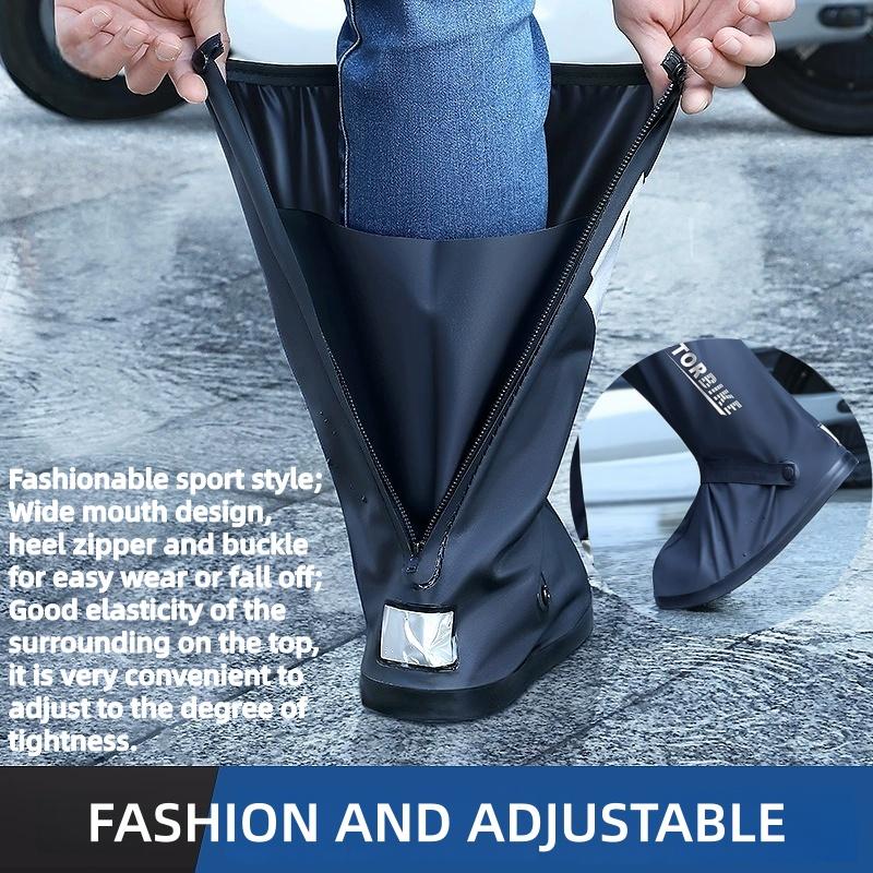 Водонепроницаемые бахилы из ПВХ, высокие, светоотражающие, многоразовые, прочные, чехлы от дождя для мотоциклетных бот