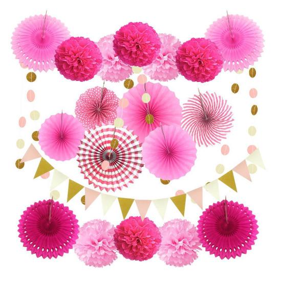 Набор украшений для вечеринки, красочные бумажные цветы, вееры, помпоны, баннеры, карнавал, день рождения, праздник, фиеста, украшения