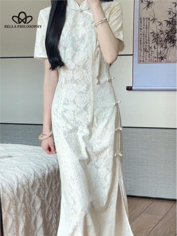 Китайское летнее традиционное китайское платье Cheongsam для женщин и девочек, ретро Ципао, облегающее, с цветочным принтом, винтажное модное длинное платье