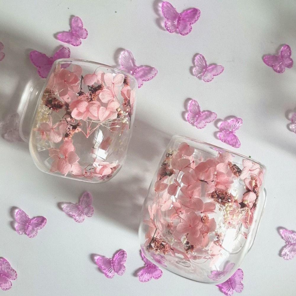 Flower Pattern Dried Flower Glass Cup Creative Clear Glass Cup Gift Dried Flower Cup Bar Use