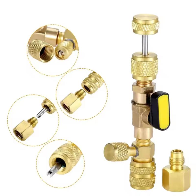 1 Комплект Для Хладагентов R22 R410A R134A R12 R32 Съемник Установщик Сердцевины Клапана Комплект Инструментов Для Клапанов Шредера С Портами 1/4" и 5/16"