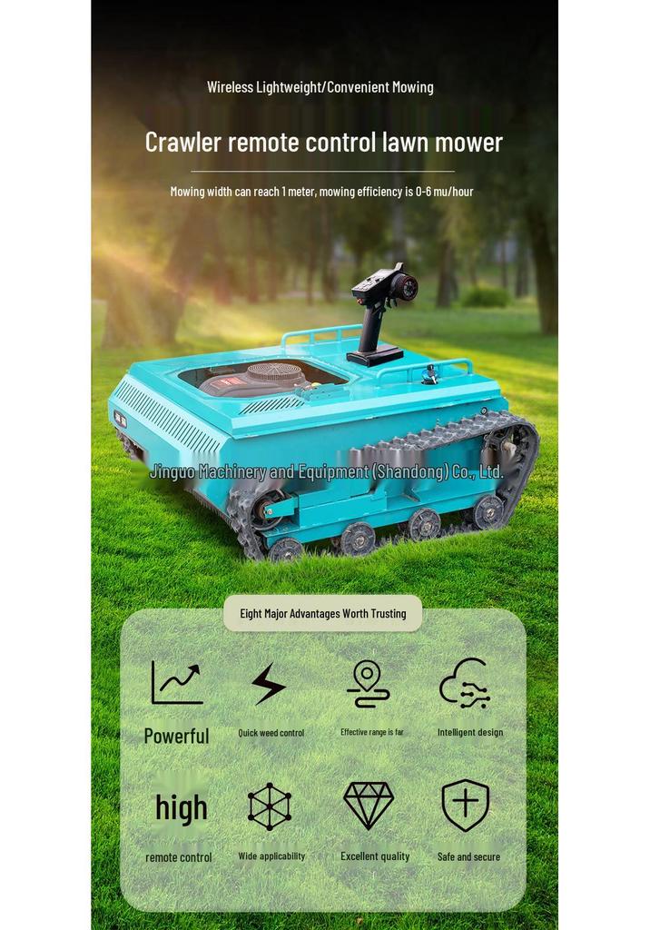 Tracked Remote Control Multi-Terrain Lawn Mower for Landscaping and Weed Trimming