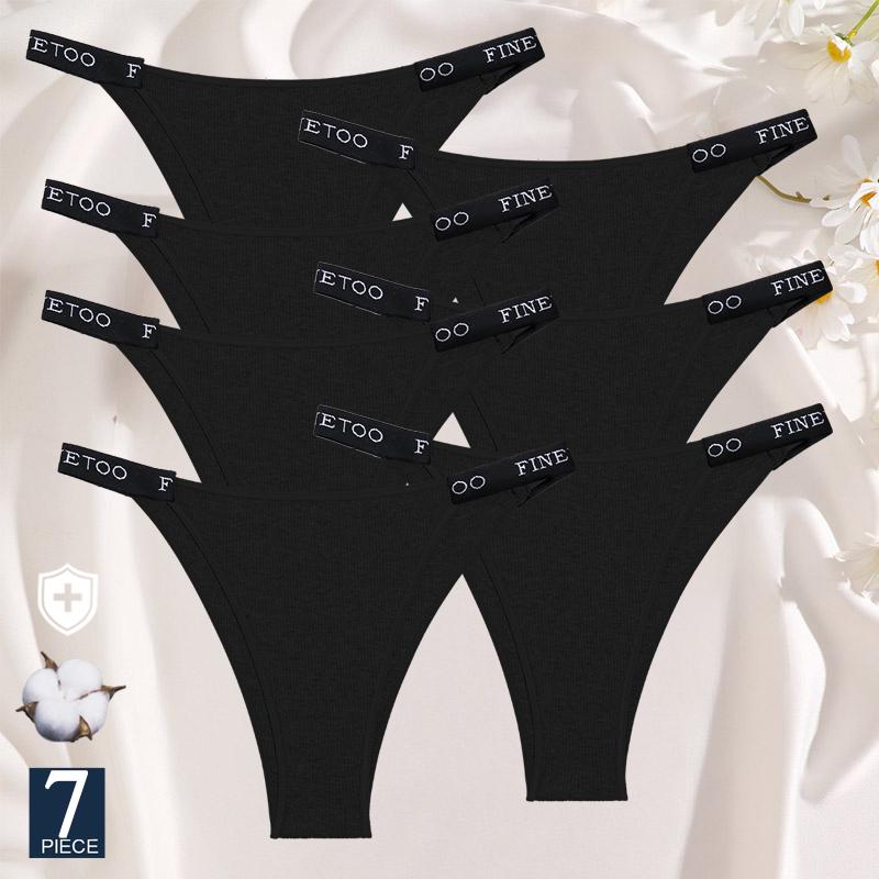 7PCS/Set Cotton Panties Briefs Women Underpants Female Sexy Panties Thong Women's Pantys Underwear Solid Color Intimate Lingerie