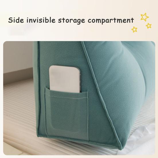 Подушка-клин для спинки изголовья, треугольная подушка с боковым карманом, съемный чехол, подушка-клин для изголовья для кушетки, кровати в общежитии, для чтения, работы