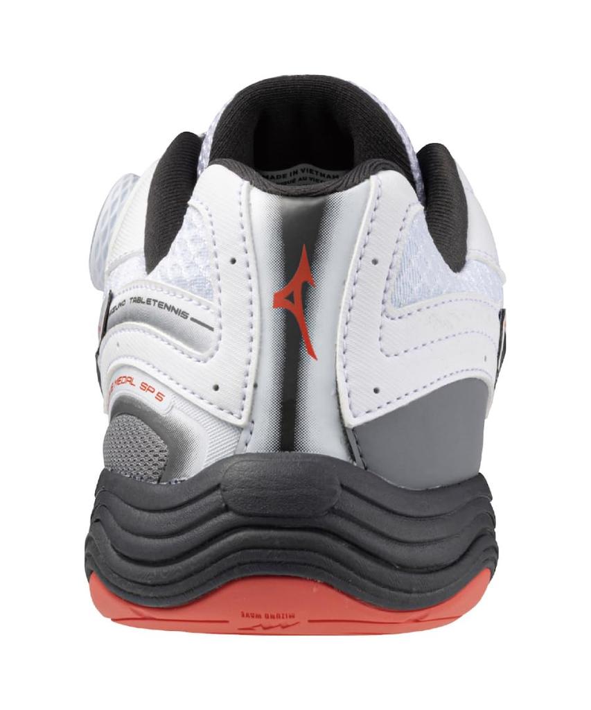 Mizuno Настольные теннисные туфли Wave Medal SP5, Стабильность, Амортизация и Отзывчивость, Белый/Черный/Красный, Размер 26.0 см, 2E