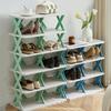 6 Tiers Removable Stackable Shoe Rack Shoes Storage Organizer Space-Saving Shoes Shelf Plastic Shoes Cabinets Box for Entry Door