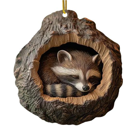 Christmas Tree Pendant Hanging Acrylic Ornament with Lanyard Easy To Install Adorable Animal Shape Holiday Festive Decoration