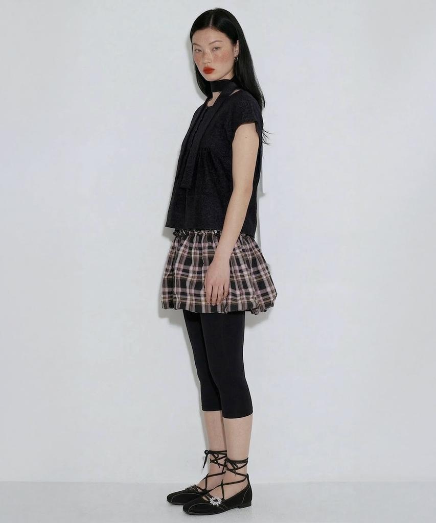SETSETSET Rose Jacquard Scarf Blouse Black