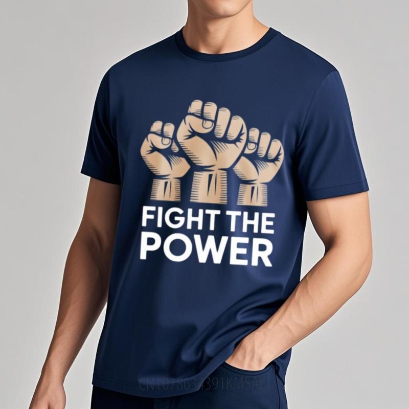 Unisex tshirt Street Wear For him Crew Neck t shirt Fashion Teeshirt Fight The Power Fists Raised Retro Boys tees Quick Dry Shirt