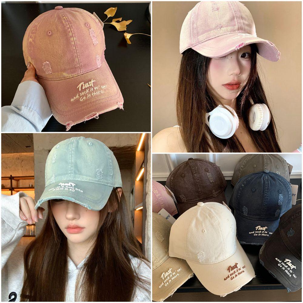 Embroidery Baseball Cap Distressed Peaked Cap Trendy HipHop Cap Sport Wear