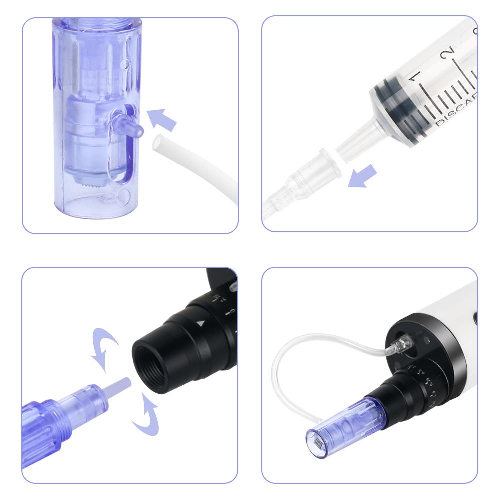 10Pcs Replaceable Disposable Hydra Meso Pen Cartridges Needle Derma Pen Replace Needles For Hydra Gun Mesotherapy Liquid Injecto Tools Derma Stamp Pen