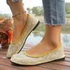 Модные женские сандалии Летняя мода Новые сексуальные сандалии Однотонные плоские удобные женские туфли Вышитые с круглым носком Обувь для ходьбы