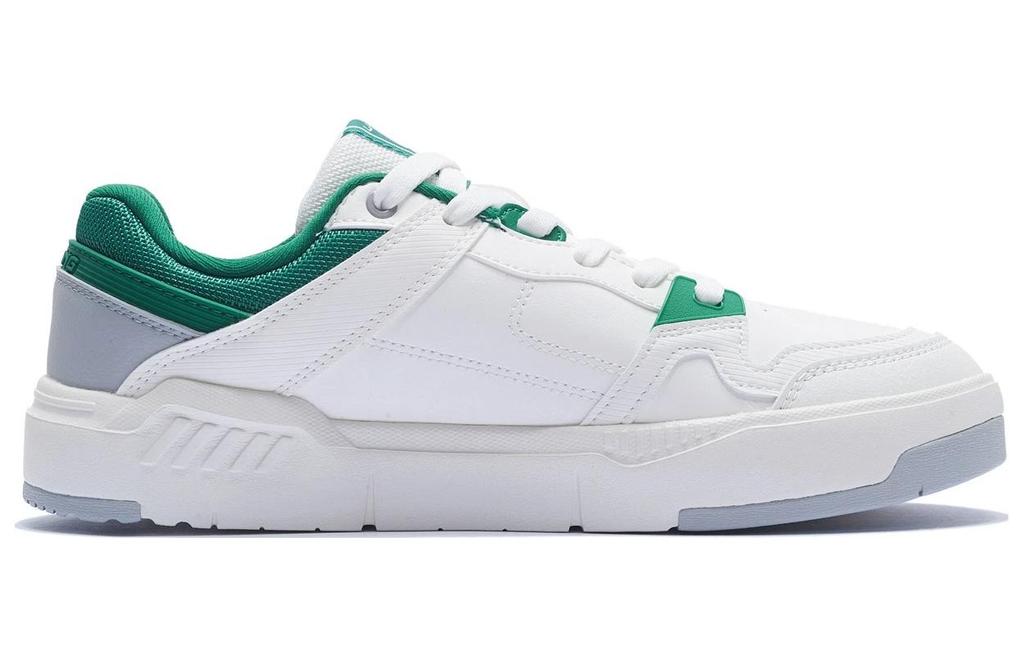 Li Ning ACE V2 Текстиль, Синтетическая кожа Нескользящие Износостойкие Низкие Скейтбордические кроссовки Мужские Белый Зеленый AGCS155-3