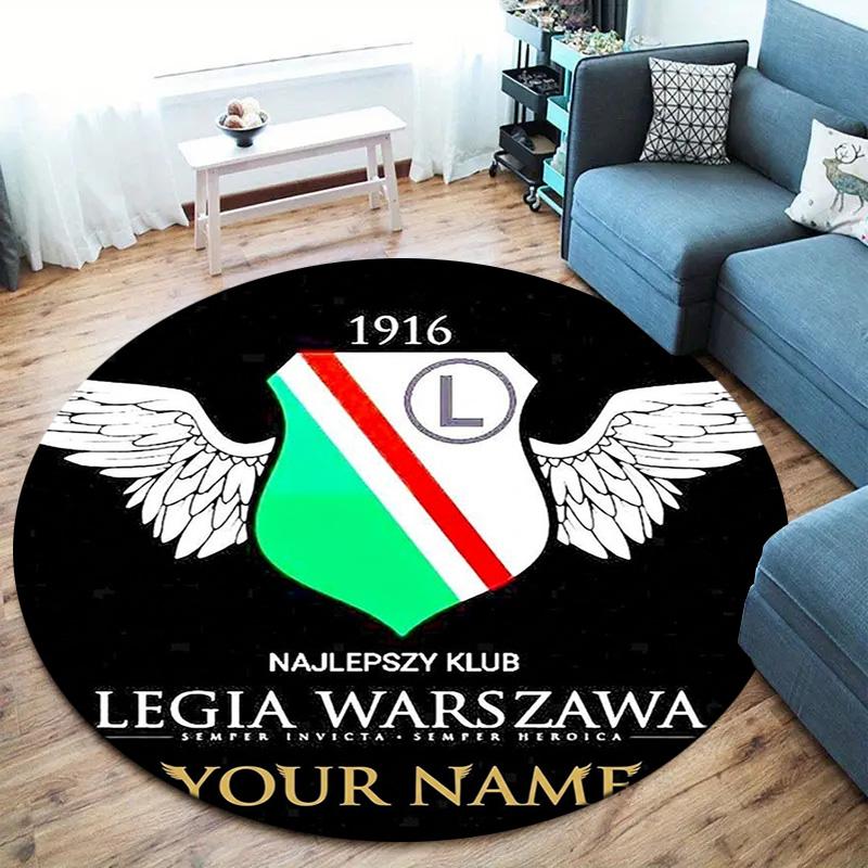 Crest Emblem Custom Name Round Area Rug Carpet Rug For Living Room Bedroom Sofa Playroom Decor Nonslip Floor Mat