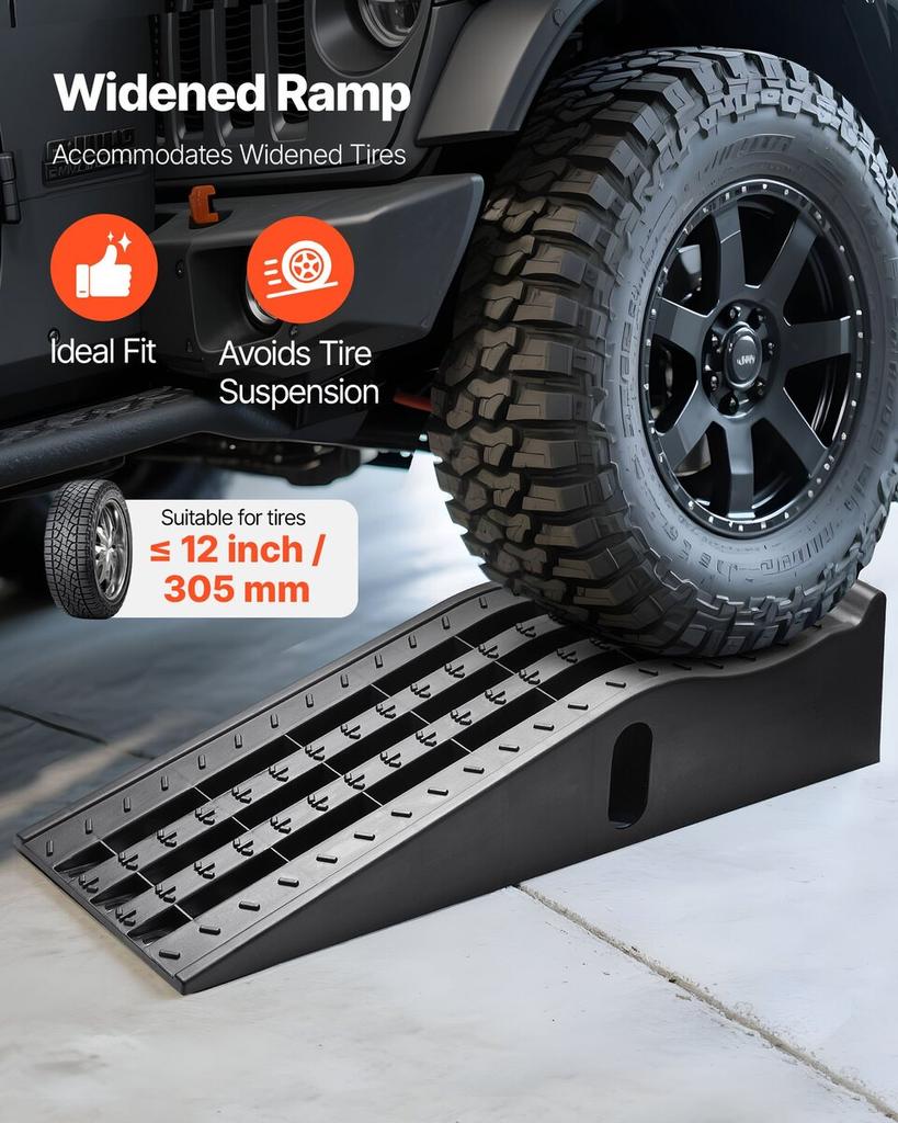 Car Ramps, 2 PCS 5897 kg GVW Capacity, 155 mm Lift Height, Portable High Profile Car Service Ramps for Home Garage Maintenance and Oil Changes, Heavy