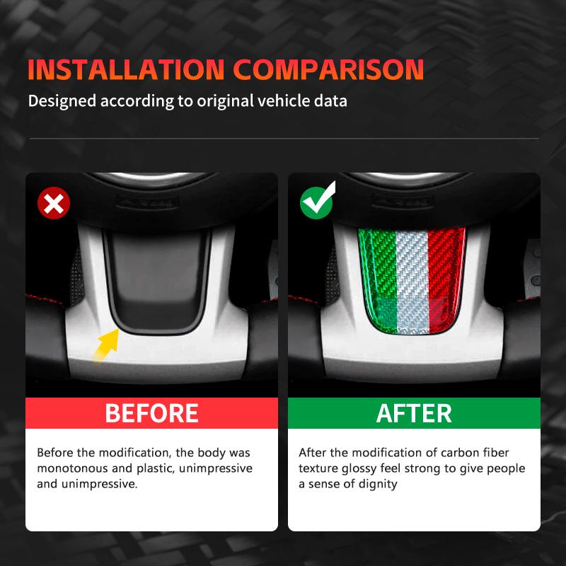 Carbon Fiber Steering Wheel Chin Decorative Sticker 6 Color Interior Accessory Kit for Fiat 500/ABARTH 2020-2023