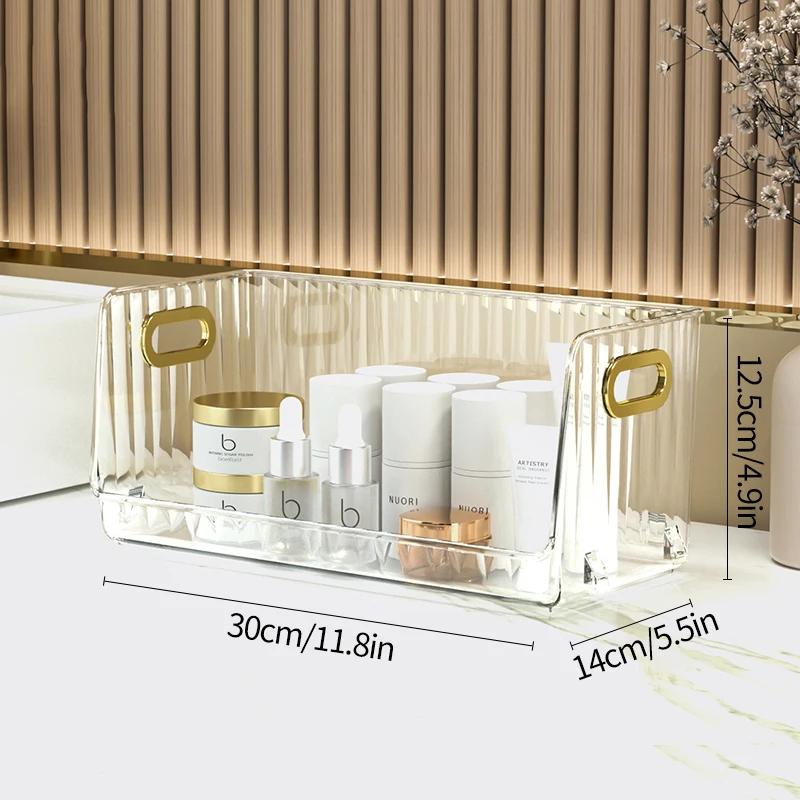 Прозрачный ящик для хранения косметики, прозрачный белый настольный органайзер для макияжа, роскошные аксессуары для ванной комнаты, акриловая полка для мелочей