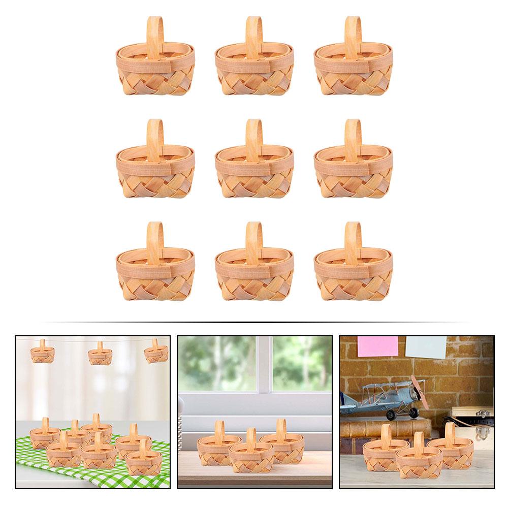 9 шт. плетеная корзина для пикника, упаковка конфет, корзины для хранения, плетеные вручную, мини-упаковка для щепы, деревянная ручная работа, настольный держатель для ребенка