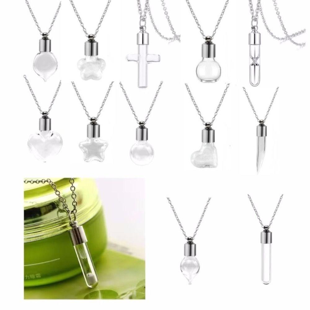 С цепочкой ожерелье из стеклянной бутылки прозрачное стекло памятное ожерелье портативная бутылочка для желаний