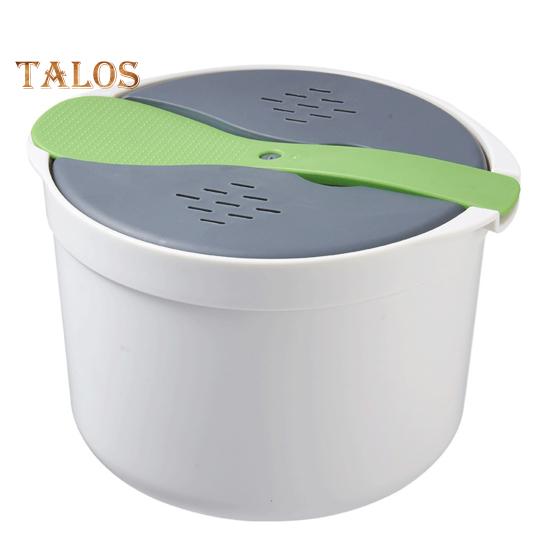 1 Set Microwave Rice Cooker Double Layer Storing Plastic Practical Portable Steaming Pot Lunch Box with Spoon Kitchen Cookware