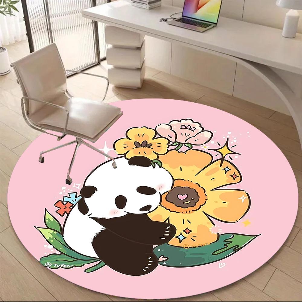 1 шт. Круглый ковер Panda Bloom для офиса, комнатный коврик, подходит для офиса, под офисные стулья, спальни, гостиной, домашнего декора D002