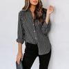 Womens Button Down Shirts Cotton Striped Dress Shirt Long Sleeve Collared Work Pinstripes Blouses Tops