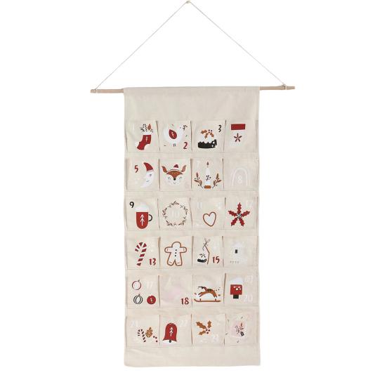 Fabric Christmas Advent Calendar with Multiple Pockets Easy To Hang 24 Days Countdown Advent Calendar Hanging Storage Bag