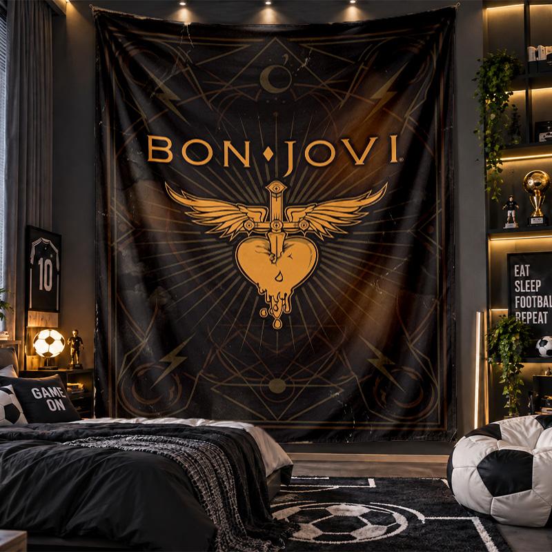 Wall Hanging Tapestry Bon Jovi Print Cloth for Living Room Bedroom Home Decor