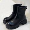 Thick-soled Thin Boots Fairy Versatile 2025 New Short Chelsea Boots Soft Leather Thick Heel Short Boots Martin Boots