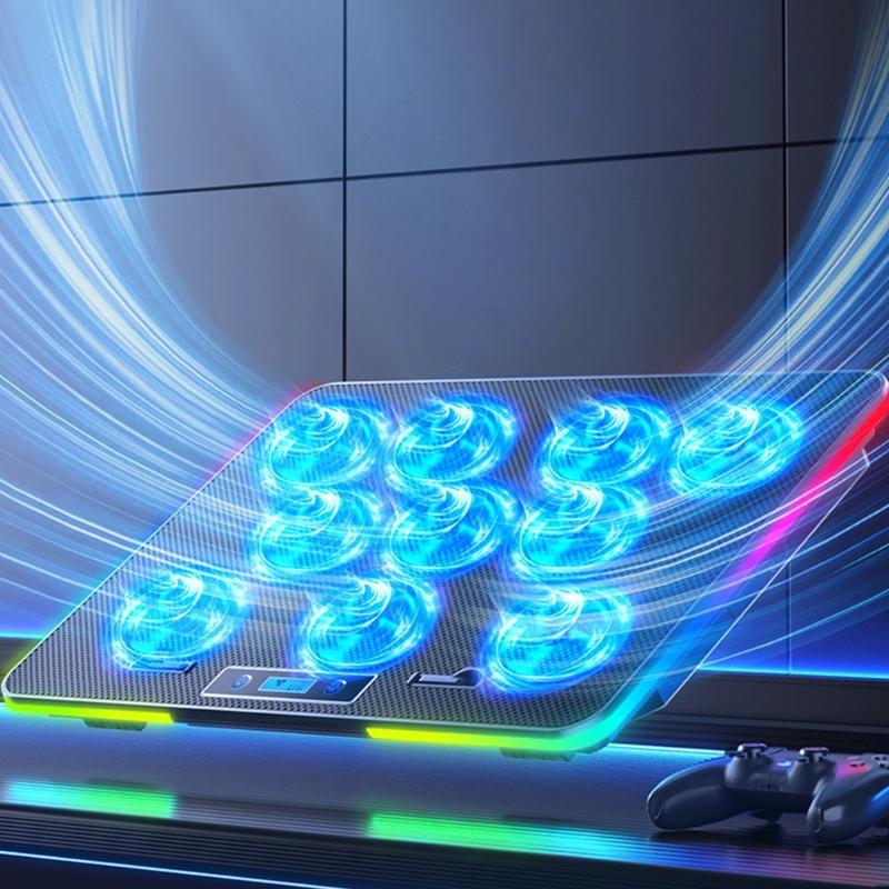 Металлический компьютерный вентилятор охлаждения для игровых ноутбуков с настраиваемой RGB-подсветкой и регулировкой высоты по нескольким уровням