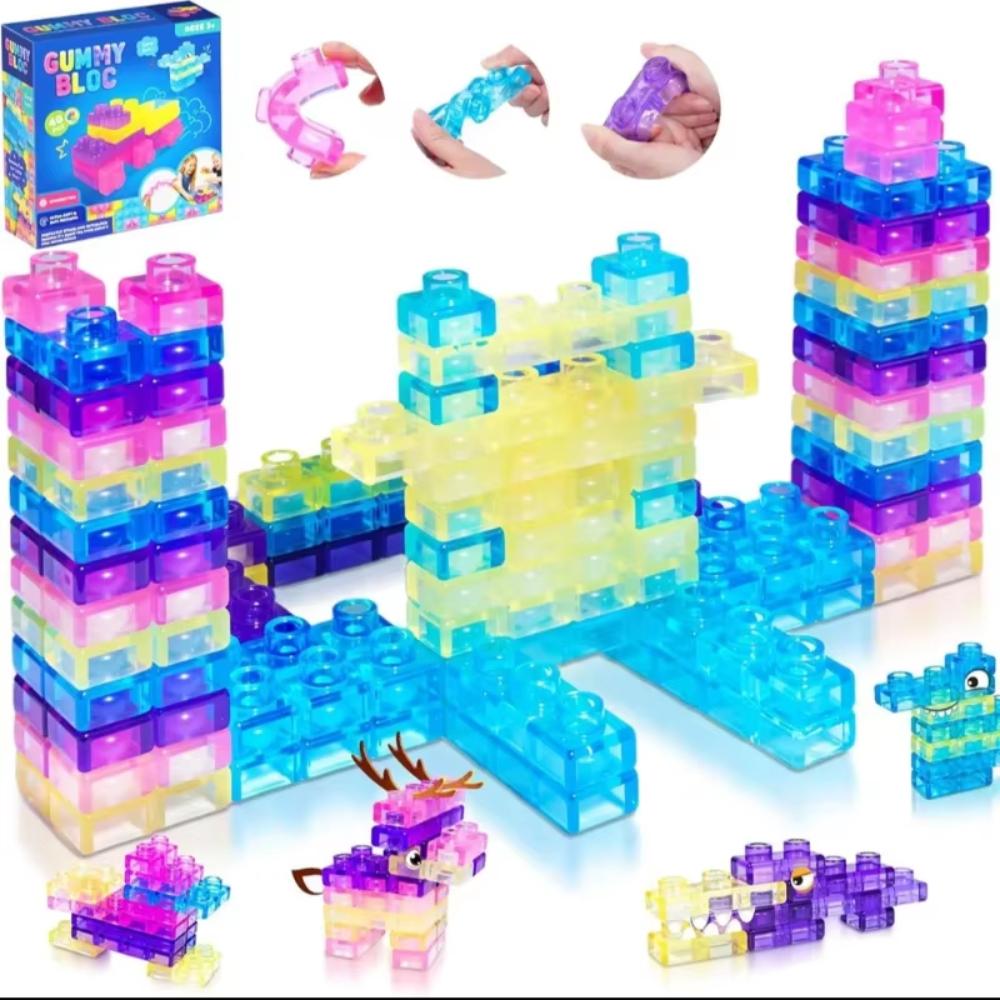 40 Pcs Soft Building Blocks For Toddlers, Squishy Stacking Toy Set, Early Learning Construction Playset