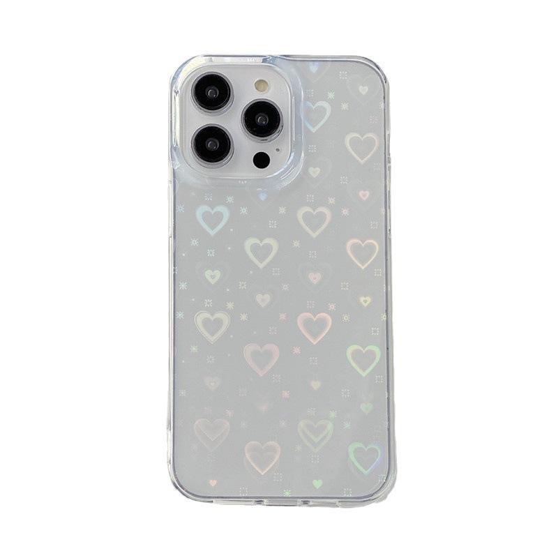 Suitable for Samsung S25 Mobile Phone Case S23ultra Colorful Little Love Laser A55 A15 Transparent Case