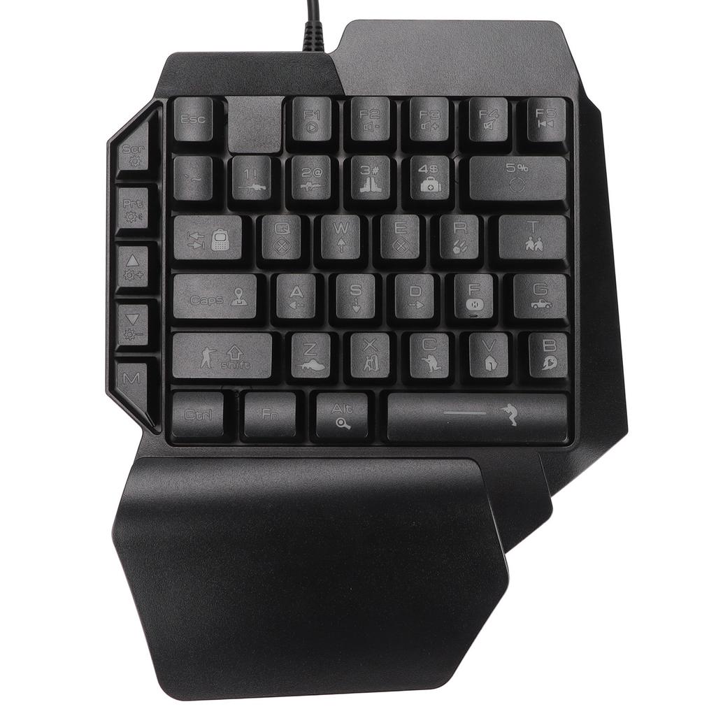 One Handed Gaming Keyboard 39 Keys Luminous Ergonomic Design Anti Slip Waterproof USB Mechanical