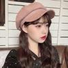 Keep Warm Suede Octagonal Hat Solid Color Newsboy Cap Casual Berets Hat Daily