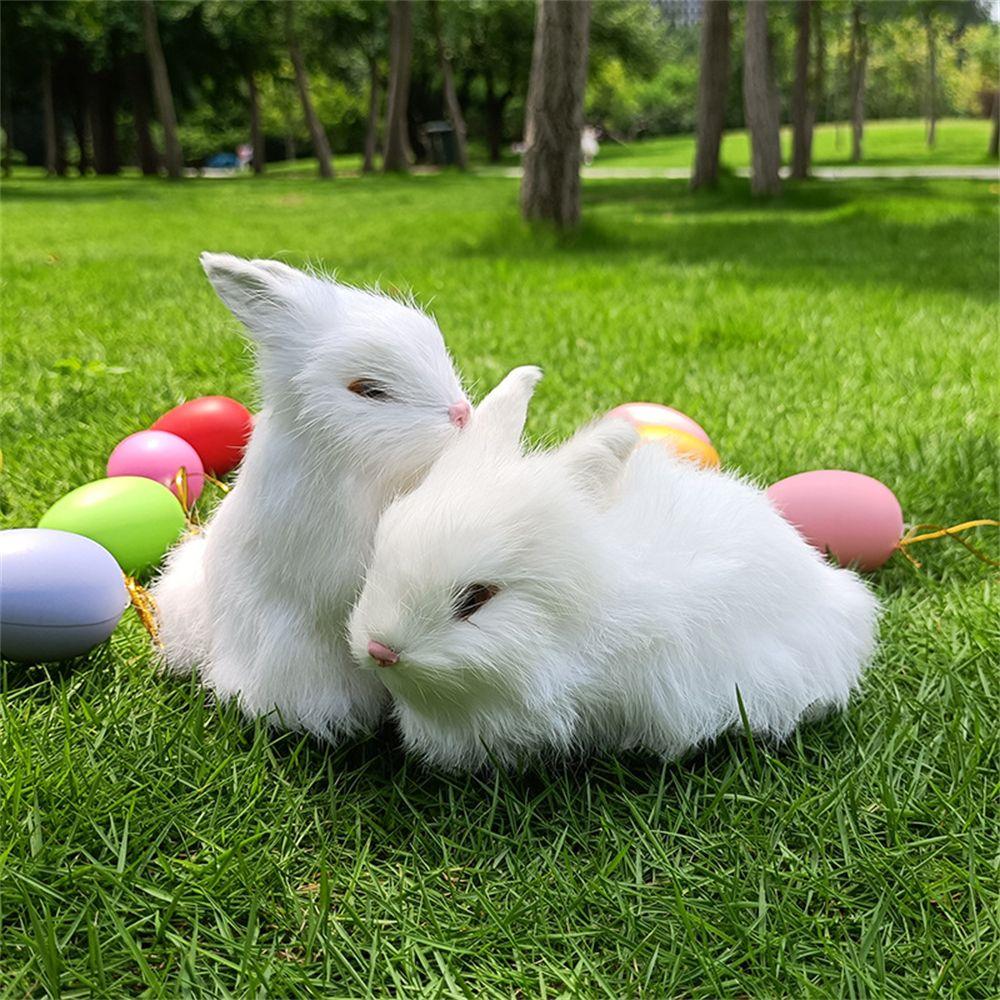 Decoration Lifelike Animal Desktop Furnishings Plush Toys Easter Rabbits Simulation Rabbit Model