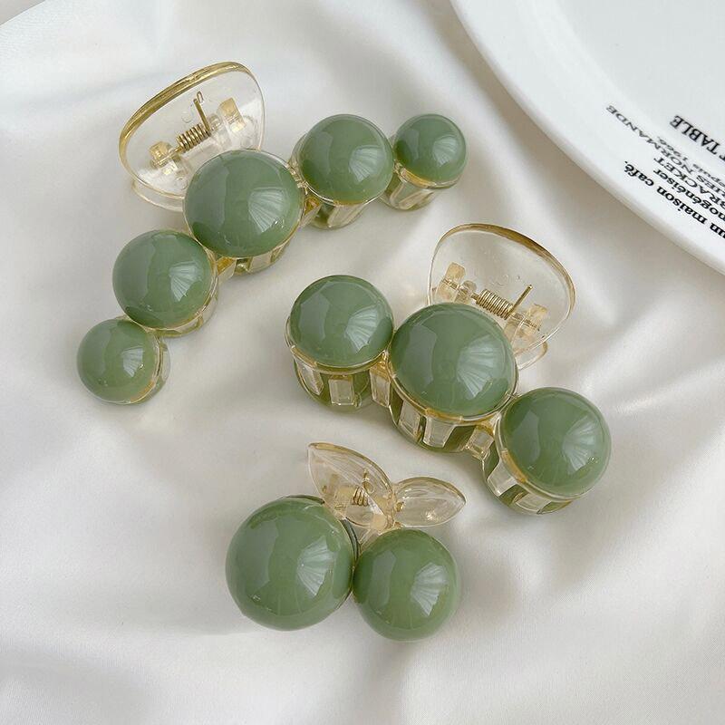 Корейская заколка для волос с зеленым жемчугом, заколки, модные большие вьющиеся заколки для волос, новинка 2023, модные женские аксессуары для волос, головные уборы