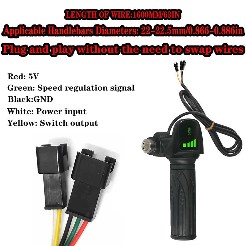 Ebike Full Twist Throttle Grip With Battery Meter Compatible With Ridstar Q20/Q20Lite/Q20Pro/H20/H26Pro/H20 Pro Electric Bike 48