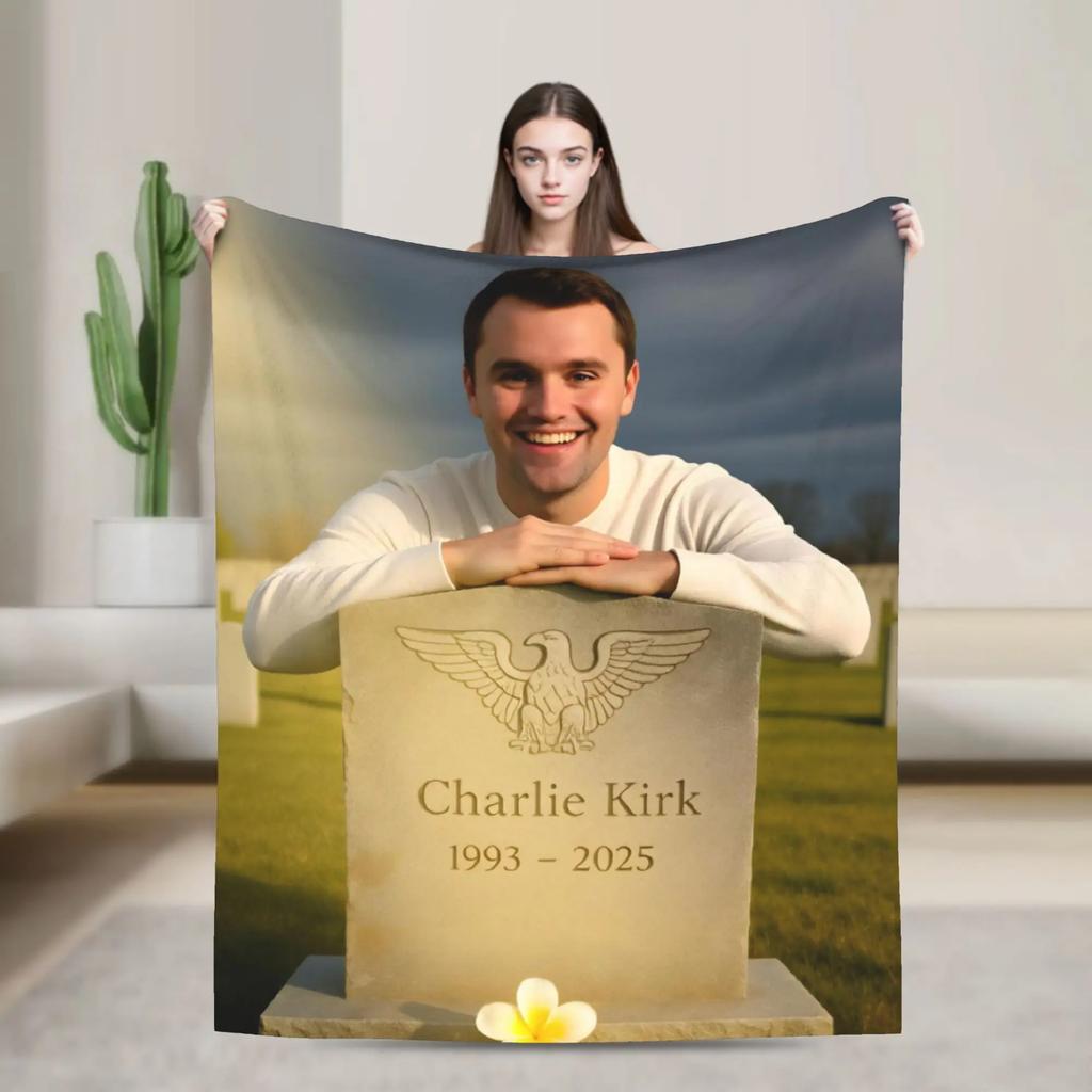 Super Soft Blanket Camping Charlie Kirk Throw Blanket Funny Bedspread for Outdoor