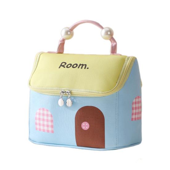 Косметичка в форме домика Милый кейс для хранения косметики с верхней ручкой Органайзер для туалетных принадлежностей для путешествий Сумка-тоут для дома, деловых поездок, отпуска