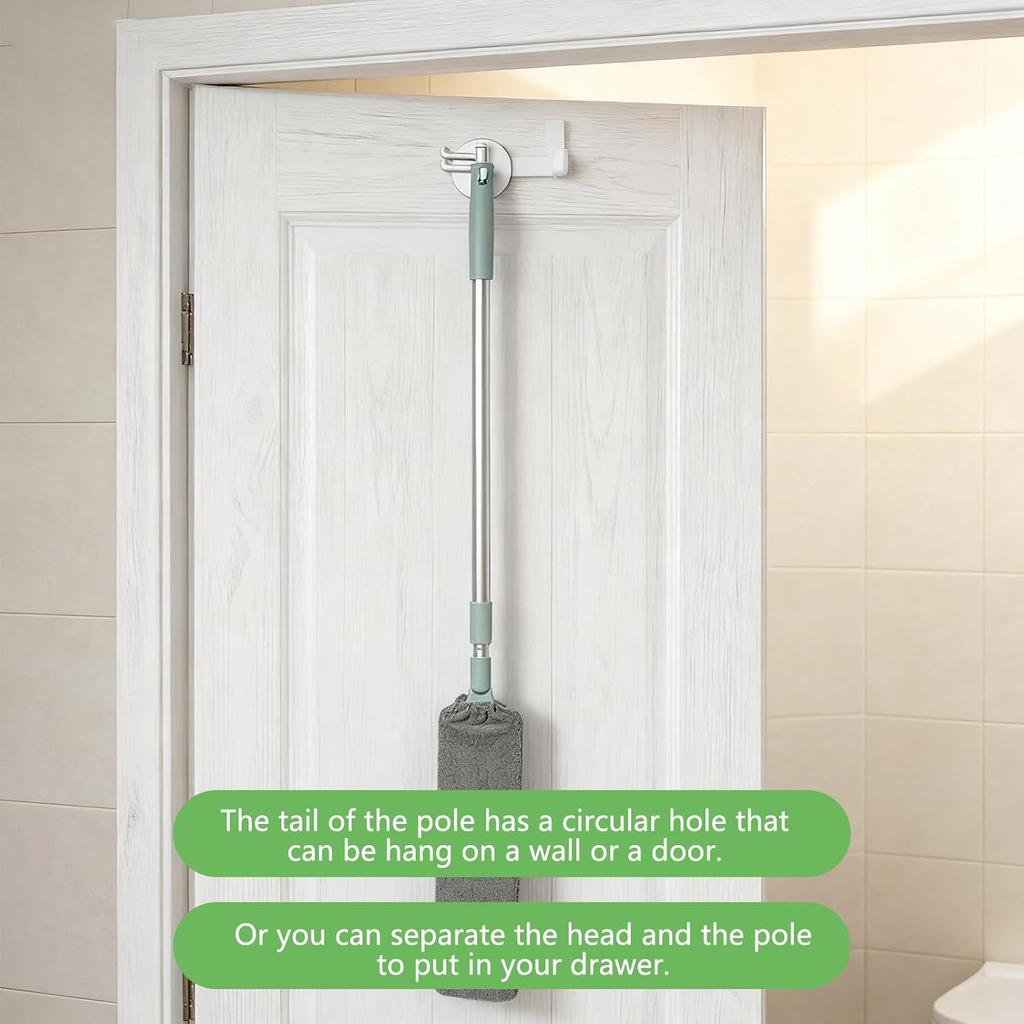 Retractable Gap Dust Cleaning Tool With 2 Microfiber Dusting Cloths,Flat Duster With Extension Pole,Extendable Microfiber Duster With Bendable &