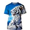 Летняя новая футболка с коротким рукавом и принтом 3D-животного тигра, повседневная футболка унисекс, хипстерская, уличный стиль, топы, футболки