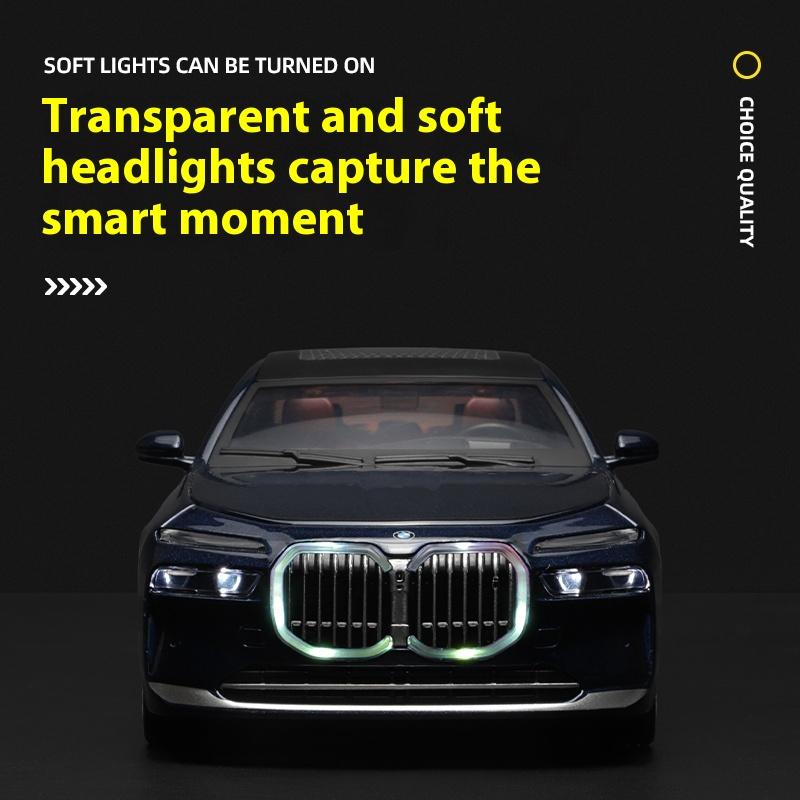 Масштаб 1/24 BMW THE I7 G70 M70L Чистый Электрический Новая Энергия Лимузин Сплав Металл Литой Модель Автомобиля Звук и Свет Украшения Подарок Ребенок