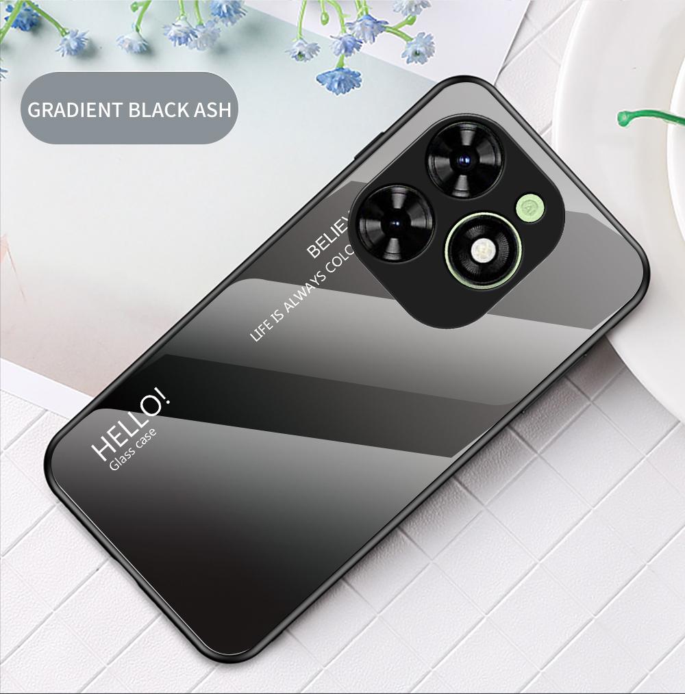 For Infinix Hot 40i Hot40i Case Gradient Aurora Tempered Glass Soft Frame Back Cover Phone Case