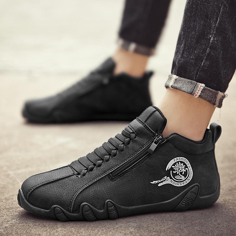 Сплошные мужские туфли для вождения, весна и осень, новый стиль, дышащая мужская обувь в горошек, кроссовки, деловая обувь, рабочая обувь, зимняя мужская обувь