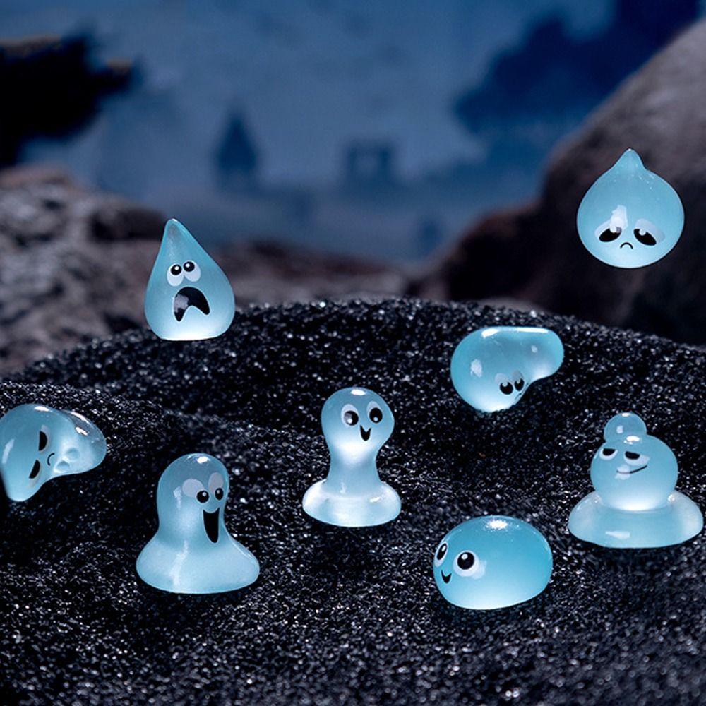 50pcs Cartoon Halloween Luminous Water Elf Figurine Waterdrop Statue Toy Micro Landscape Ornaments