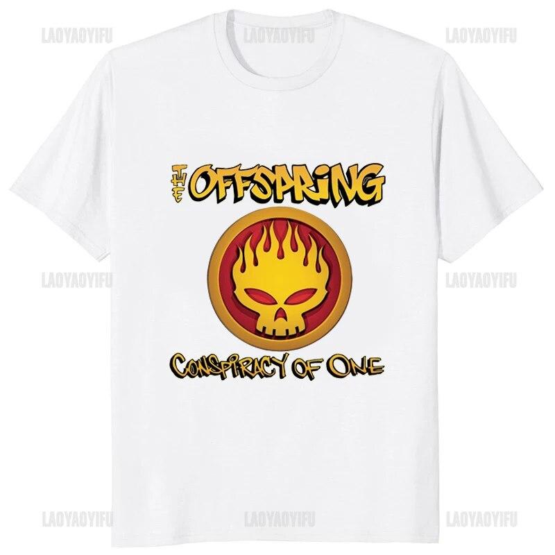 The Offspring Flame Skull Logo Head Панк-футболка Поклонники рок-группы Модная уличная одежда Повседневная футболка унисекс Повседневные хипстерские свободные футболки