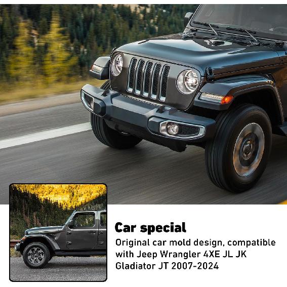 Lkip Tow Hook Covers for Jeep Wrangler 4XE JL JK & Gladiator JT (2007-2025) - Rubber Sleeve Protectors for Front Bumper, Exterior Accessories(Black)