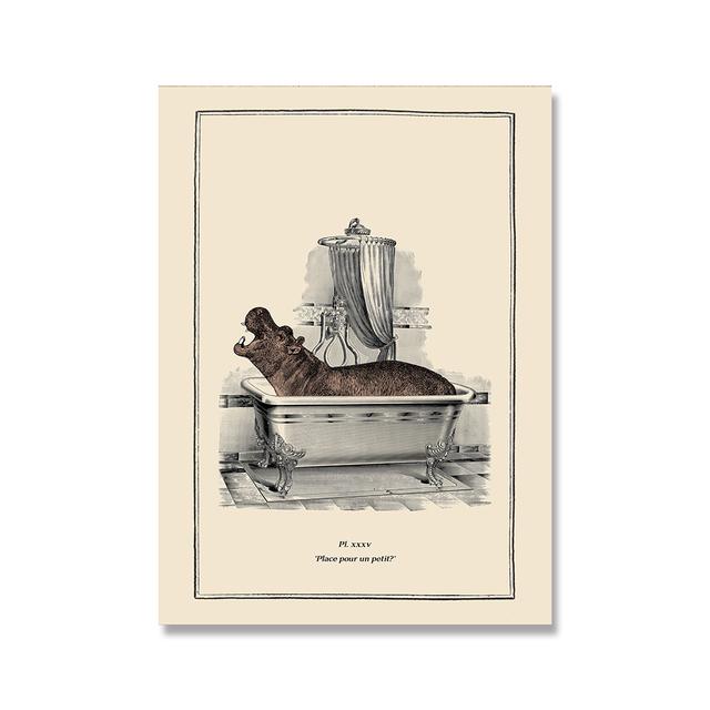 Забавный декор ванной и туалета, холст, картина, животное, постер для ванной, медведь, осьминог, пингвин, шимпанзе, ретро, настенная живопись, искусство, куадрос