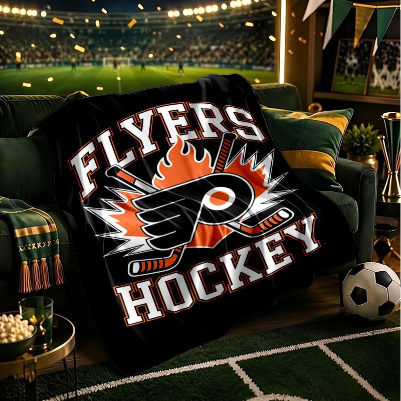 Flyers Hockey Team Throws Blanket Flannel Blankets Plush for Couch Bed Gifts for Men Women Travel picnic blanket Christmas fan gifts